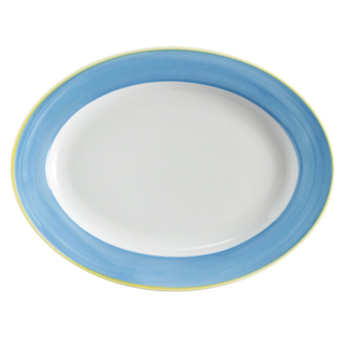 12" x 9" Blue Porcelain Rolled Edge Oval Platter with Rim, Corona Calypso (12 Pack)