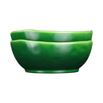 Melamine Irregular Round Bowl - Green Glaze