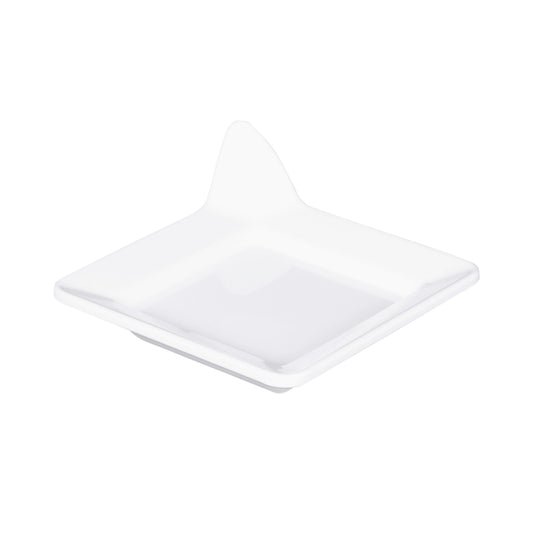 Melamine Square Plate w/ Handle - White