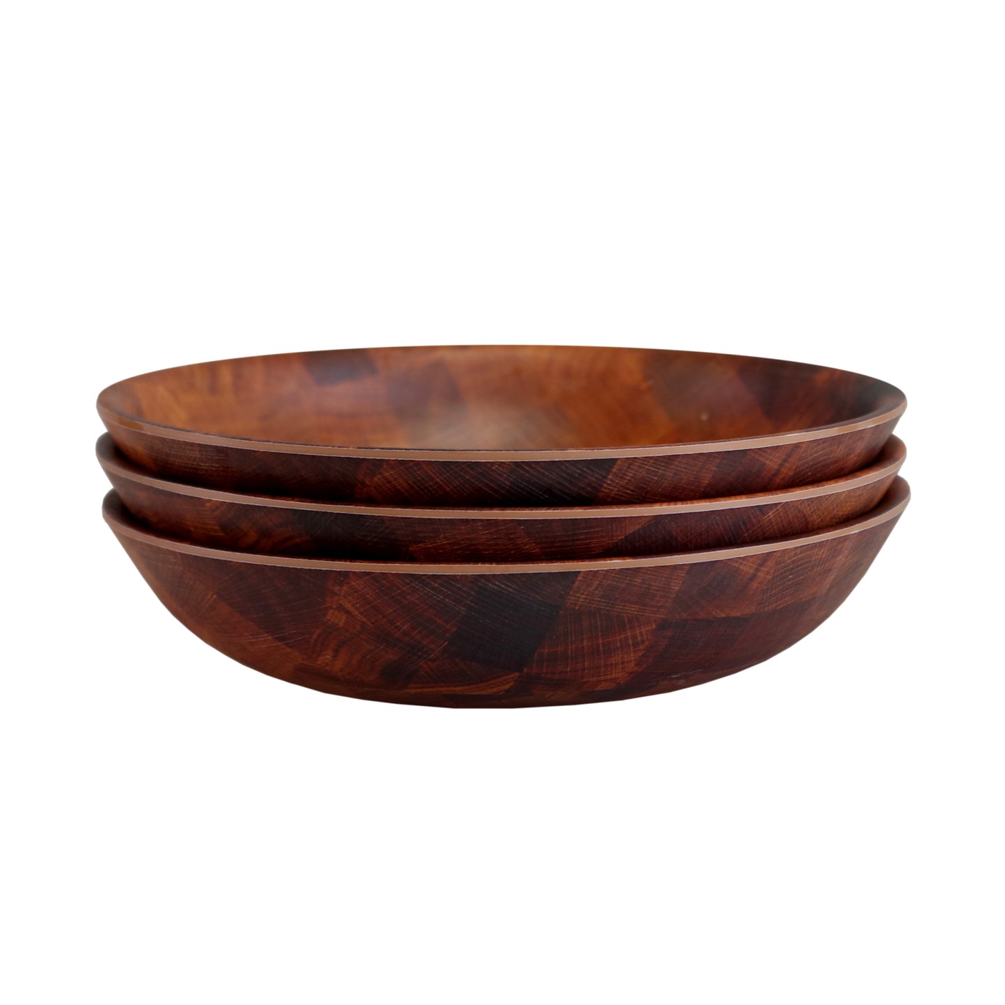 Melamine Round Bowl - Checkered Wood