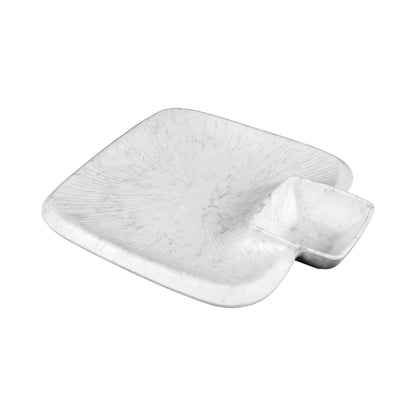 Melamine Round Chip & Dip Plate - Gray Marble