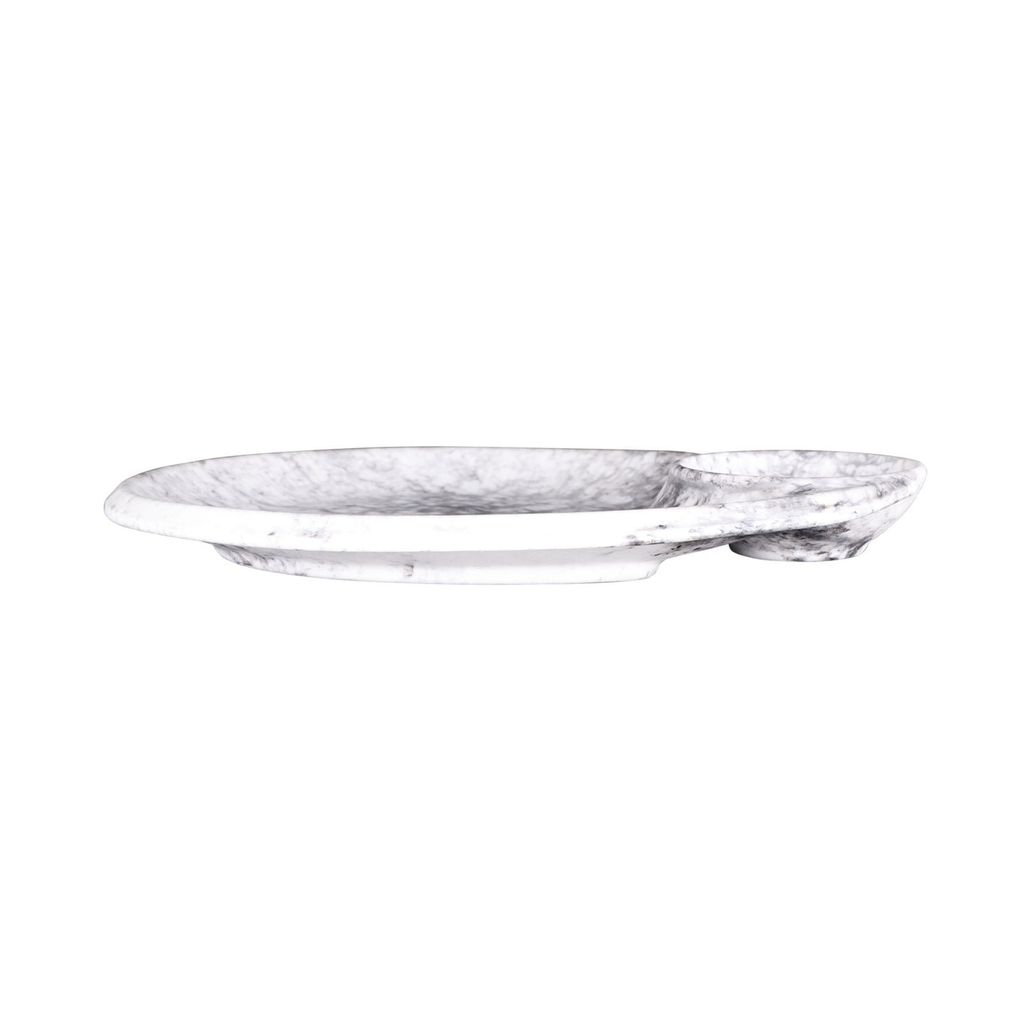 Melamine Round Chip & Dip Plate - Black Marble