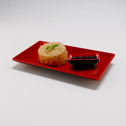Melamine Two-Tone Sauce Dish - Black Outside, Red Inside