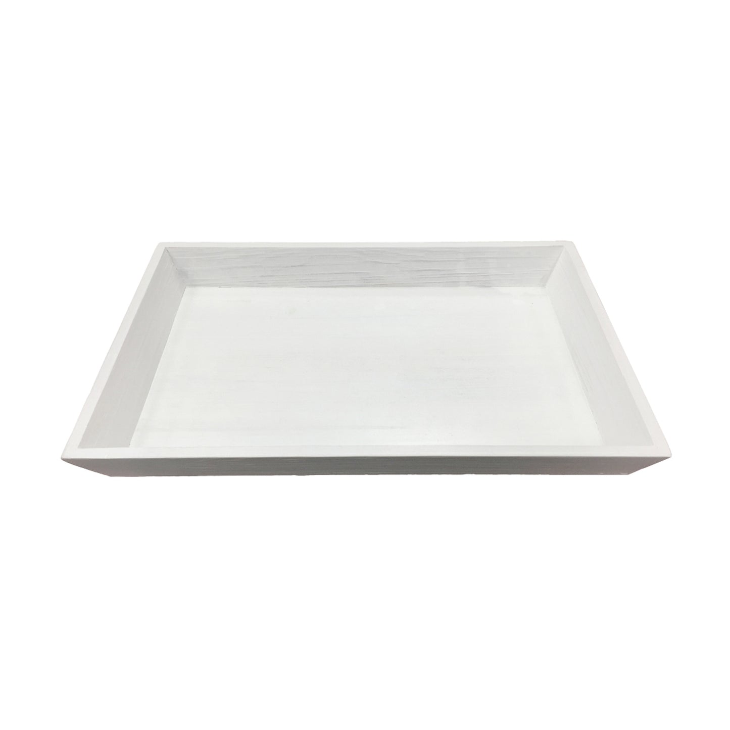 18" x 12" White Wood Rectangular Tray, 2" deep