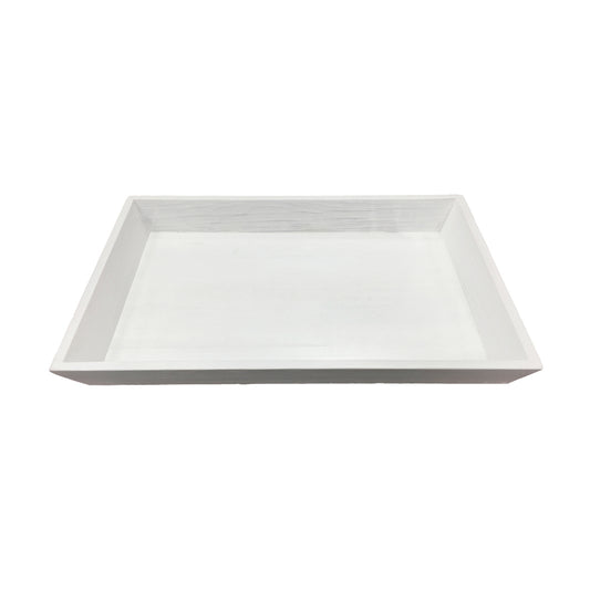 18" x 12" White Wood Rectangular Tray, 2" deep