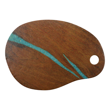 17.38" lapis cherry with turqouise round melamine platter, 17.38"L x 12"W x .5"H, GET, cheforward