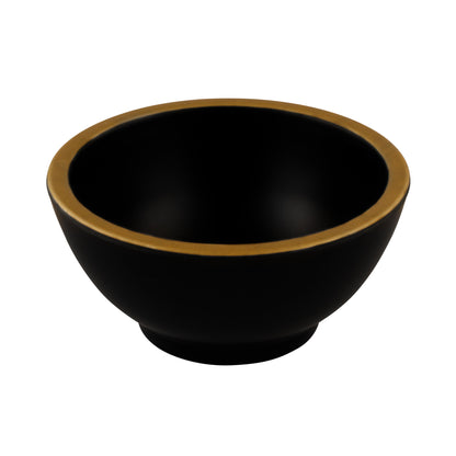 Melamine Round Bowl - Black w/ Gold Decal