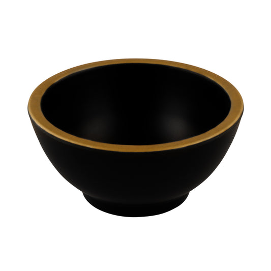 Melamine Round Bowl - Black w/ Gold Decal