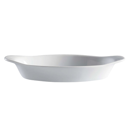 9.8 oz. Bright White Porcelain Medium Au Gratin Dish, 9" x 4", Corona Actualite (12 Pack)