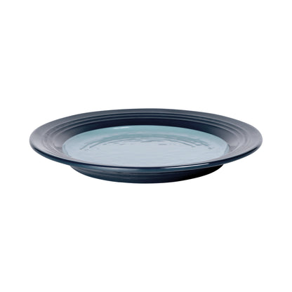 Melamine Round Two-Tone Plate - Abyss Gloss Inside/Lapis Matte Outside