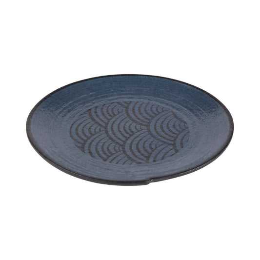 Melamine Irregular Round Plate - Catalina Dark Blue