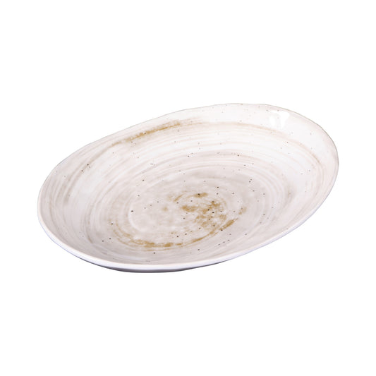 Melamine Deep Oval Plate - Taupe Design