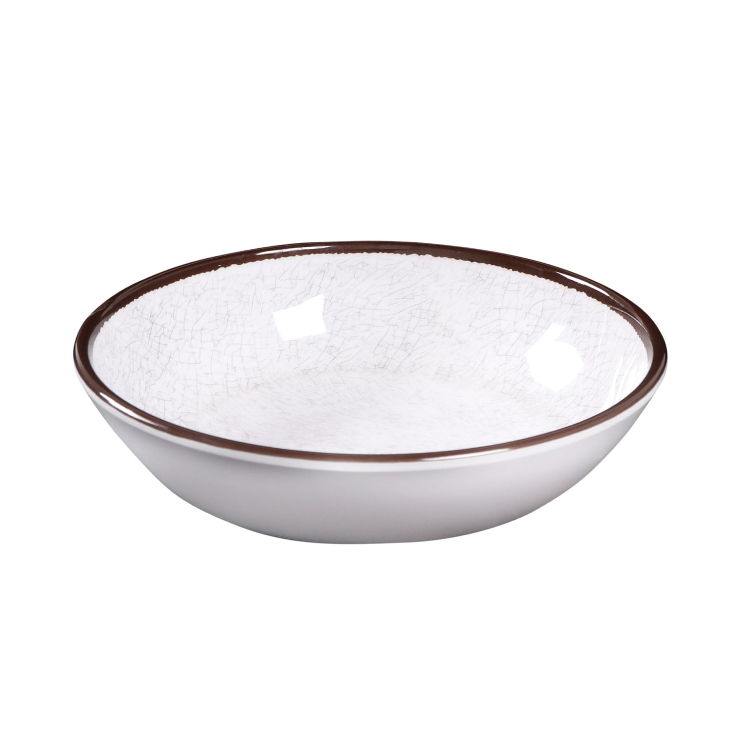 Melamine Round Crackle Bowl - White