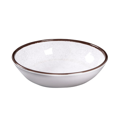 Melamine Round Crackle Bowl - White