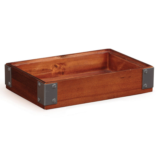 9" x 6" Rectangular Stackable Wood Display Box with Metal Brackets / Condiment Organizer, 2" tall (fits MTS-20M, MTS-20L)
