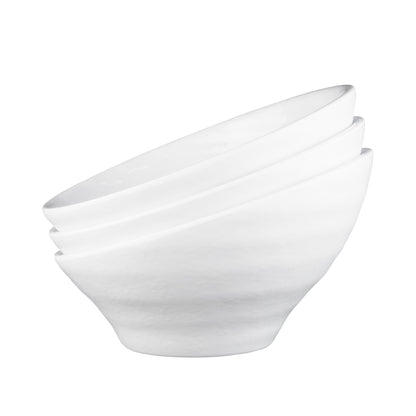 Melamine Angled Bowl - White Gloss Inside/White Matte Outside