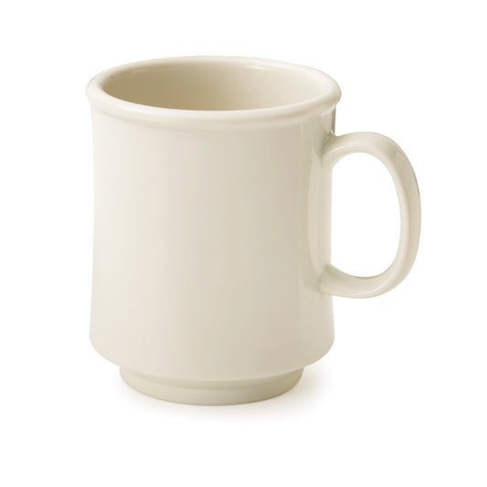 8 oz. Tritan, Ivory, Stacking Mug with Handle, (10 oz. rim-full), 3" Top Dia., (4" Top Dia. with Handle), 3.72" Tall, 3.5" Deep, G.E.T. Cups & Mugs (12 Pack)