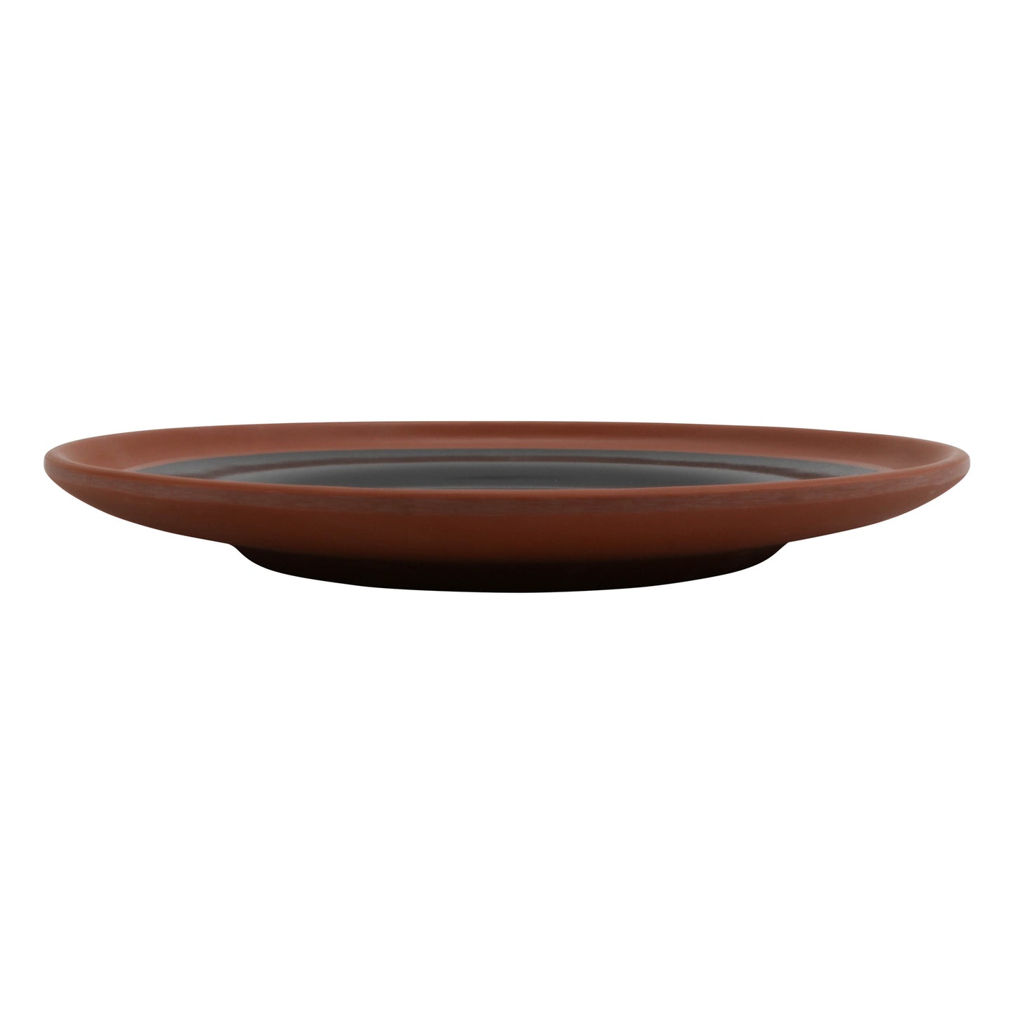 7" balance shiny black/matte terra cotta round melamine plate (small), 7"L x 7"W x 0.5"H, GET, cheforward
