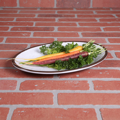 Melamine Oval Crackle Plate - White