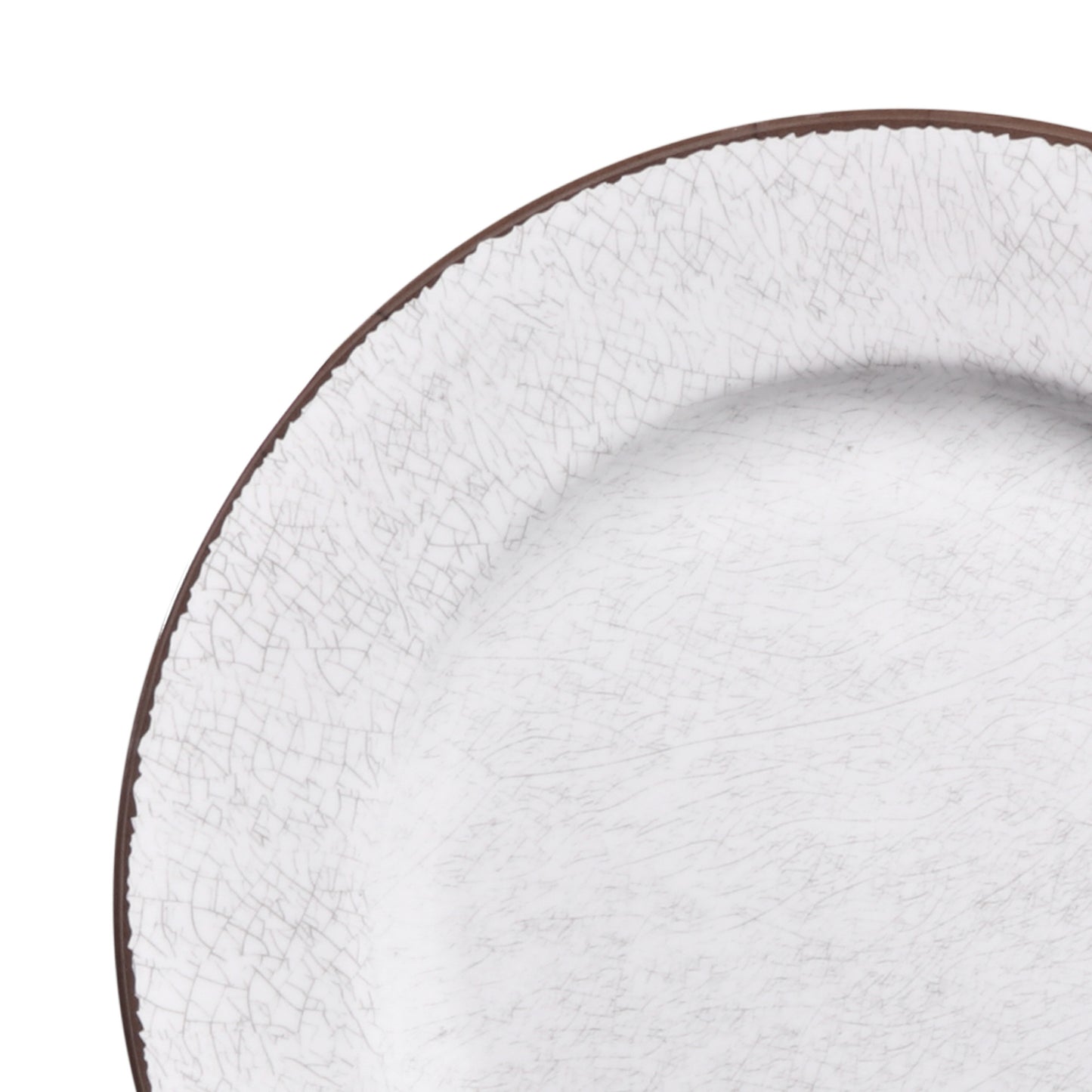 Melamine Round Crackle Plate - White