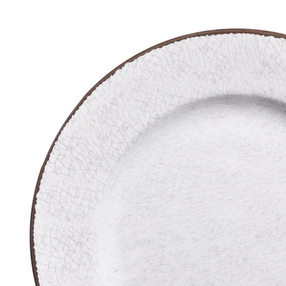 Melamine Round Crackle Plate - White