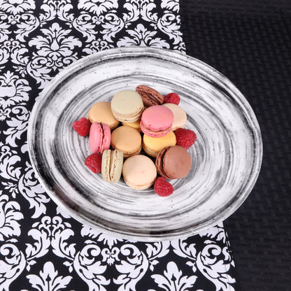 Melamine Round Plate - Black Design