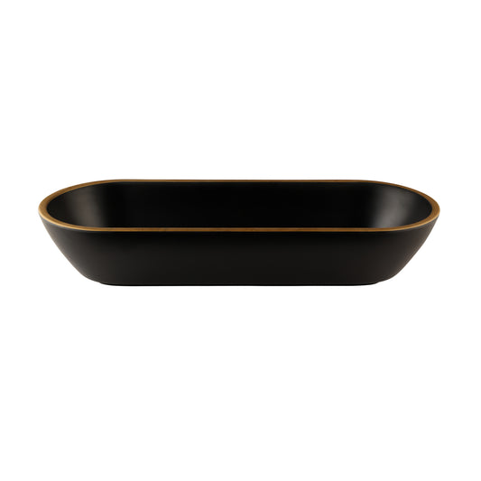 Melamine Oval Bowl - Black w/ Gold Decal