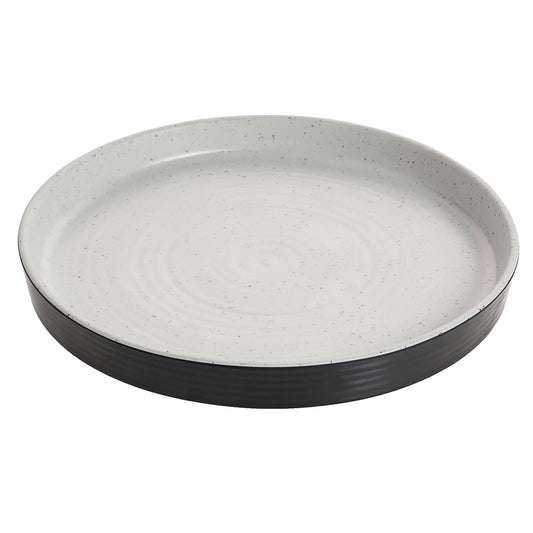 10" Melamine Round Plate, Black Exterior/Stone Natural Interior, with edge rim. 10"L x 10"W x 1.4"H GET- Chefoward - Infuse