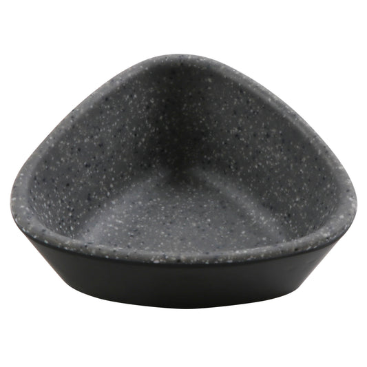 1.5 oz revive stone grey/black triangle melamine ramekin with organic texture, 3"L x 2.75"W x 1.25"H, GET, cheforward