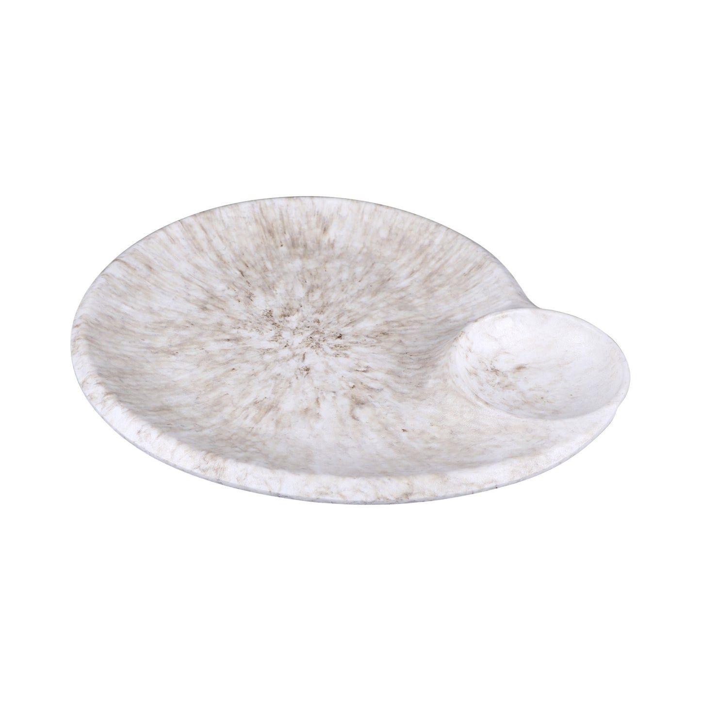 Melamine Square Chip & Dip Plate - Brown Marble