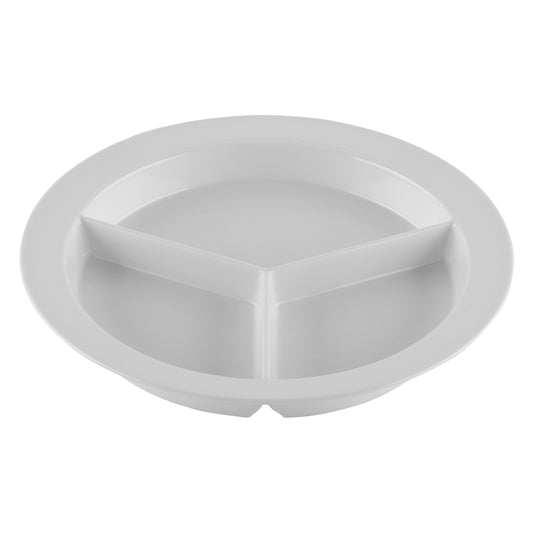 9" 3-Compartment Plate, 1" Deep (12 Pack)