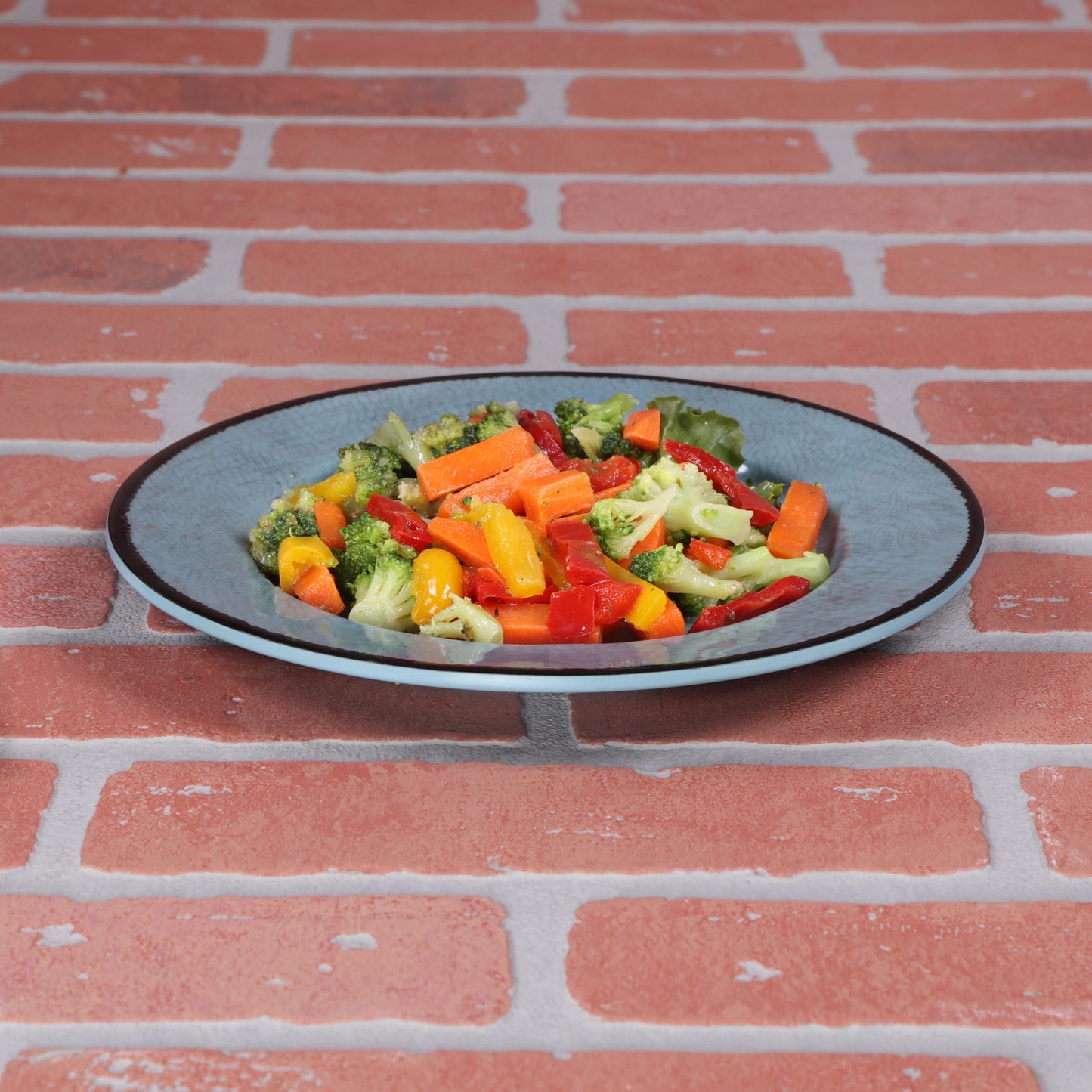 Melamine Round Crackle Plate - Cameo Blue