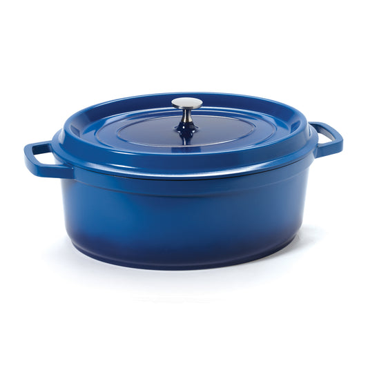 6.5 qt. (7 qt. rim-full), 12.13" x 9.88" Induction Ready Oval Dutch Oven w/ Lid, 4.25" deep (Clear Coat)