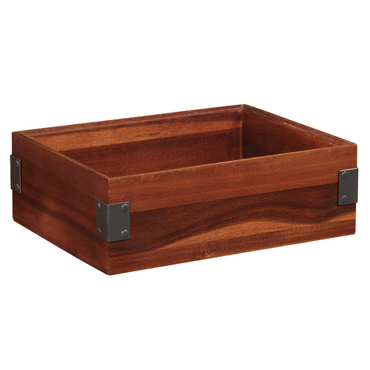 6" Square Stackable Wood Display Box with Metal Brackets / Condiment Organizer, 4" tall (fits MTS-20S)