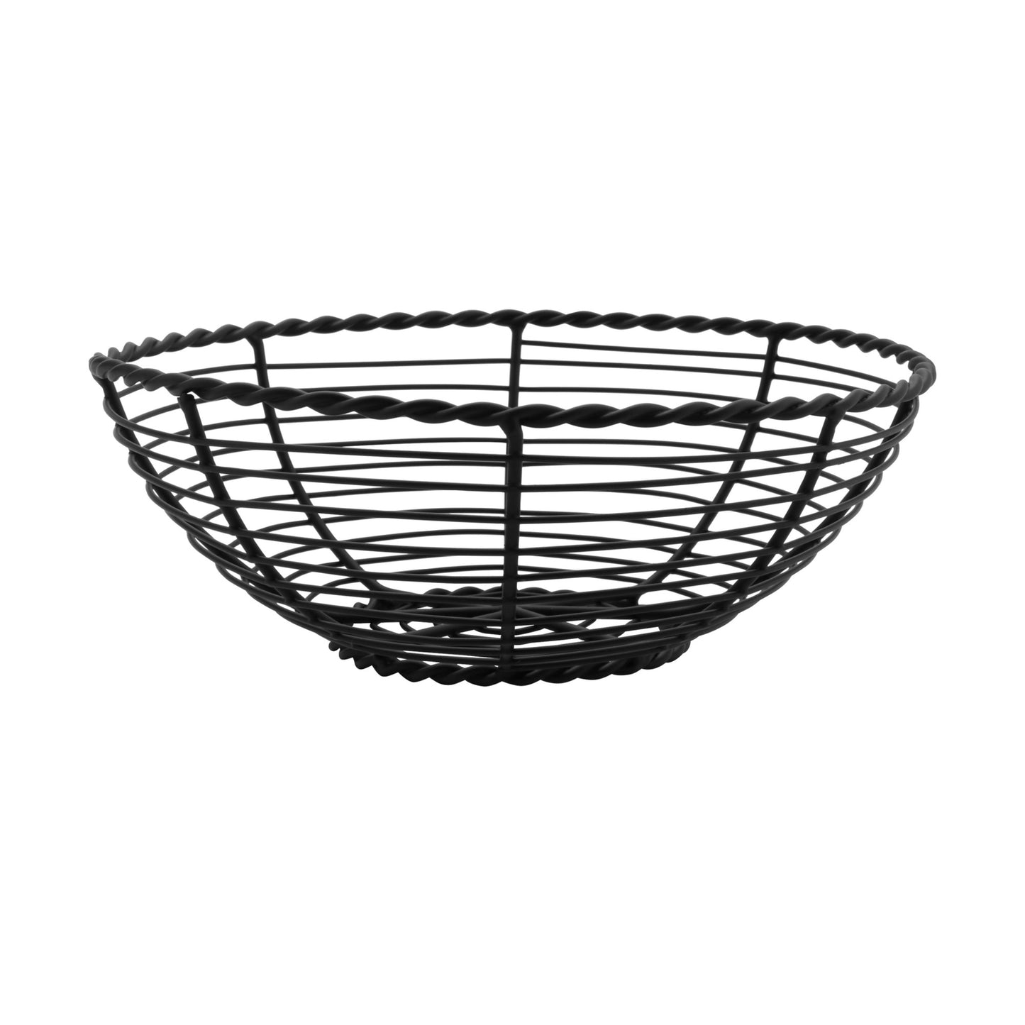 8" Round Black Wire Basket, 3" Deep