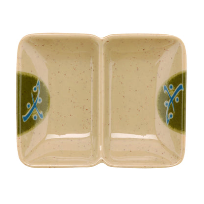 1 oz., 4" x 3" 2-Compartment Sauce Dish (12 Pack)