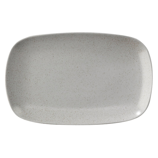 13 2/5" x  8 1/4"  Speckled Grey Reactive Glaze Porcelain Coupe Platter, Corona Cosmos Moon (12 Pack)