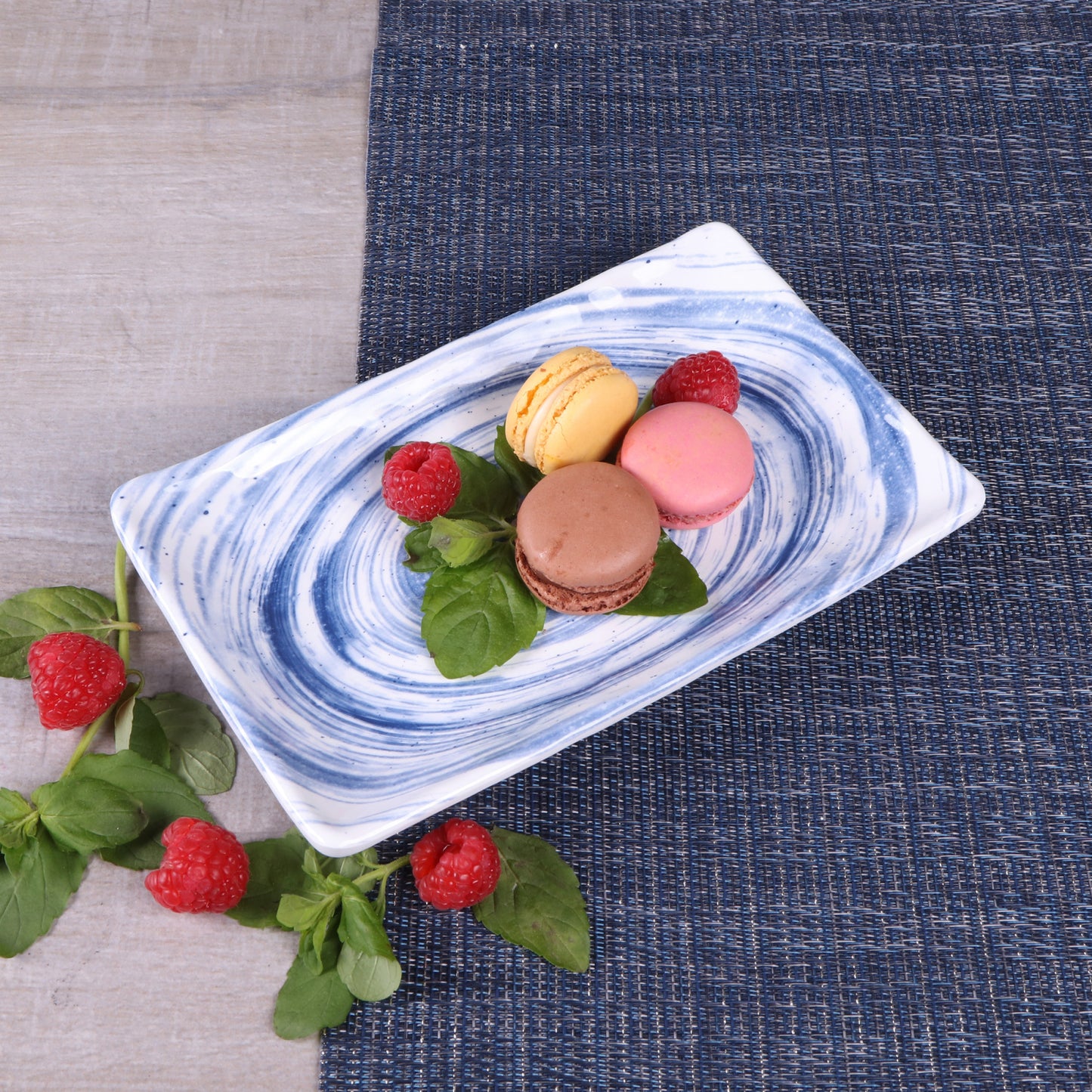 Melamine Rectangular Plate - Navy Design