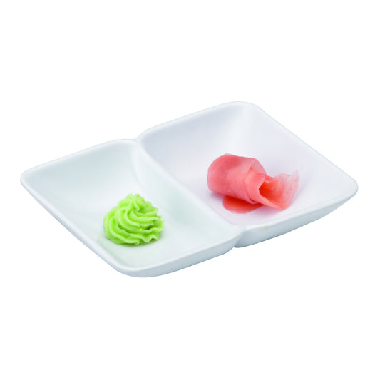 1 oz., 4" x 3" 2-Compartment Sauce Dish (12 Pack)