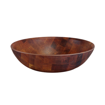 Melamine Round Bowl - Checkered Wood