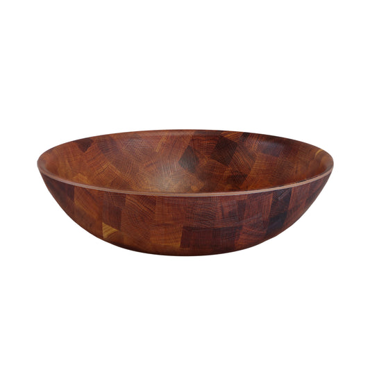 Melamine Round Bowl - Checkered Wood