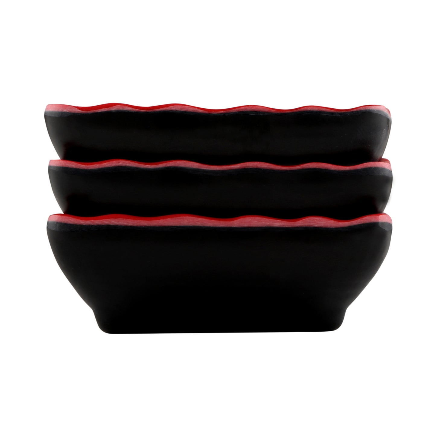 Melamine Two-Tone Sauce Dish - Black Outside, Red Inside