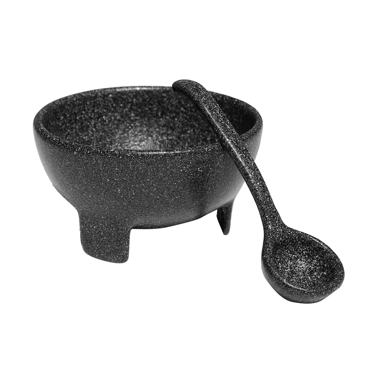 30.5 oz., 8.25" Dia. Molcajete, 5.5" Deep, Cast Aluminum with Resin Coating, Bugambilia Classic Finish, Granite Black, NSF, Stocked