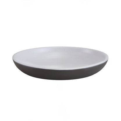 Melamine Round Coupe Plate - White Speckle Inside, Chocolate Outside