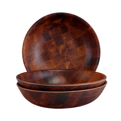 Melamine Round Bowl - Checkered Wood