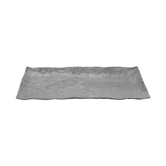15.25" x 6.25" Faux Moonstone Slate Melamine Medium Shared Appetizer, Display Serving Rectangular Platter, 1.25" tall, G.E.T. Moonstone