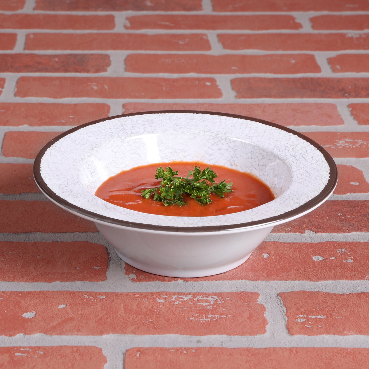 Melamine Round Crackle Bowl - White