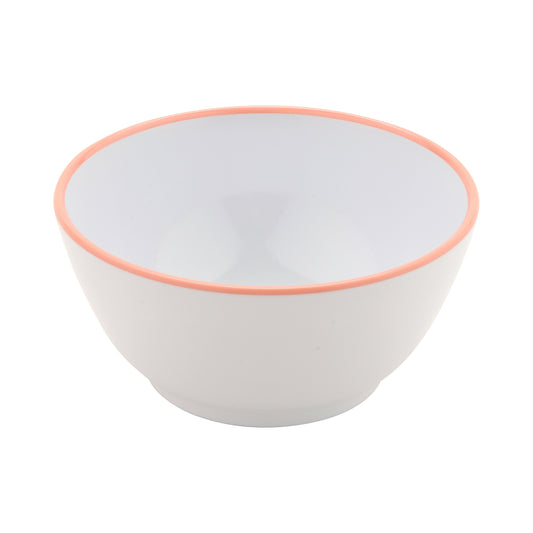 10 oz. White with Pink Trim, Melamine Small Side Salad, Soup Bowl, 12 oz. rim-full, 4.75" dia., 2" deep, G.E.T. Settlement Oasis (12 Pack)