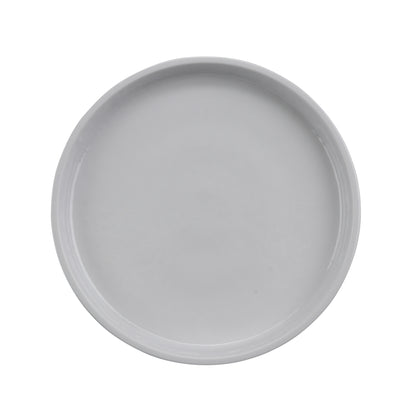 7" Round Edged Melamine Dinner plate, Glossy White inside/ Gray Matte outside, GET. Roca. (12 Pack)