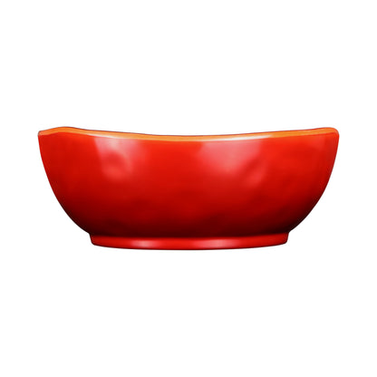 Melamine Irregular Round Bowl - Red Glaze